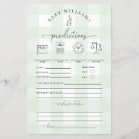 Green Gingham Bunny Baby Predictions Game