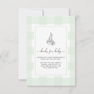 Green Gingham Bunny Books Request Insert Card