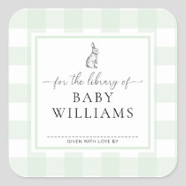 Green Gingham Bunny For The Library Of Bookplate