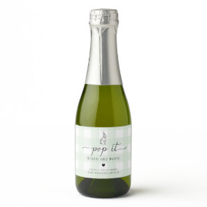 Green Gingham Bunny Rabbit Pop It When She Pops Sparkling Wine Label