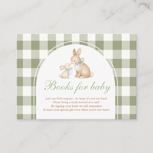 Green Gingham Bunny Spring Easter Baby Shower Enclosure Card