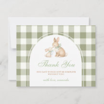 Green Gingham Bunny Spring Easter Baby Shower