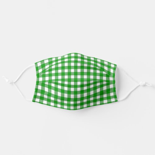 Green Gingham Check Adult Cloth Face Mask