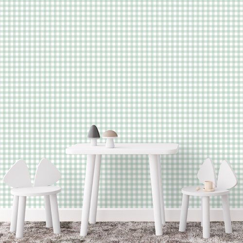 Green gingham check cute simple farmhouse plaid wallpaper 