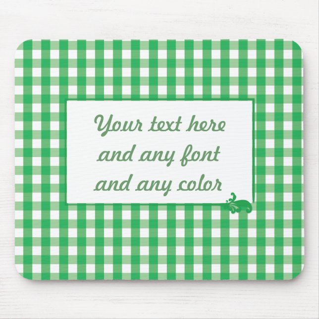 Green Gingham Check Pattern Mouse Pad (Front)