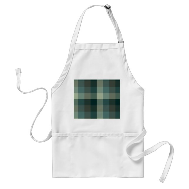 Green Gingham Check Plaid Design  Adult Apron (Front)