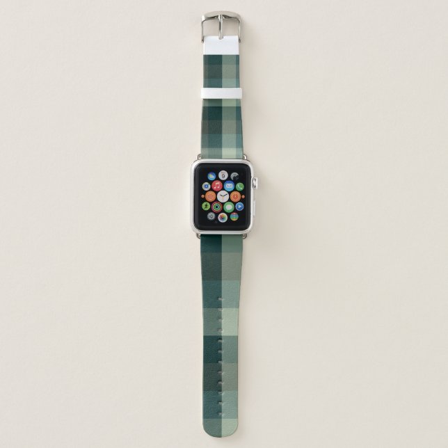 Green Gingham Check Plaid Design  Apple Watch Band (Front)