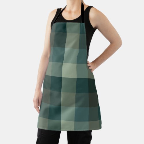 Green Gingham Check Plaid Design  Apron