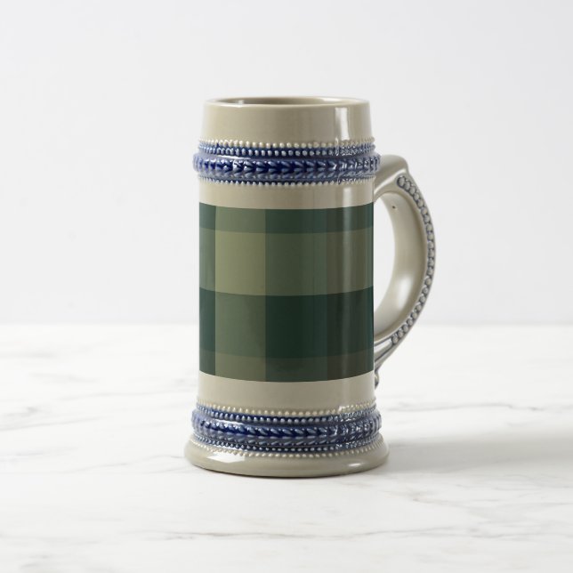 Green Gingham Check Plaid Design  Beer Stein (Front Right)