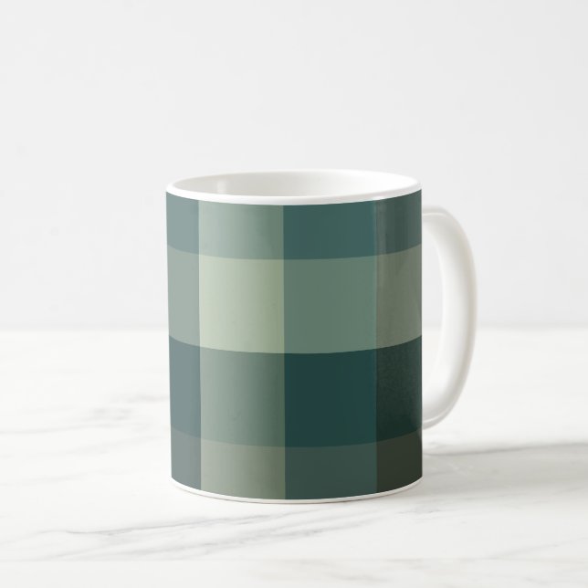 Green Gingham Check Plaid Design  Coffee Mug (Front Right)