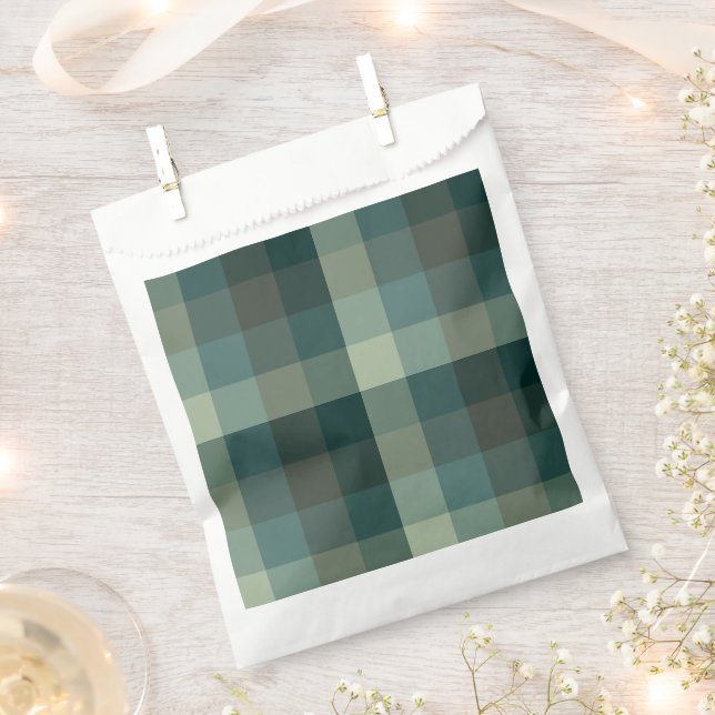 Green Gingham Check Plaid Design  Favor Bag (Clipped)