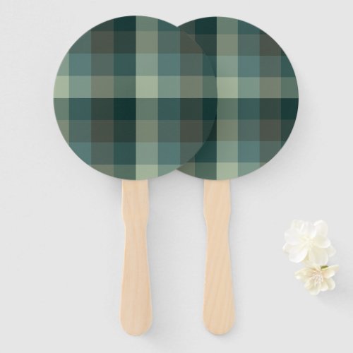 Green Gingham Check Plaid Design  Hand Fan