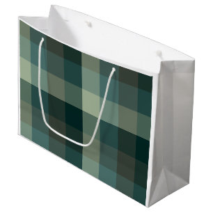 Green Gingham Check Plaid Design Large Gift Bag