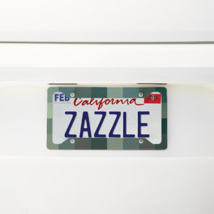 Green Gingham Check Plaid Design License Plate Frame