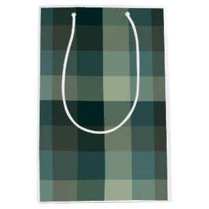 Green Gingham Check Plaid Design Medium Gift Bag