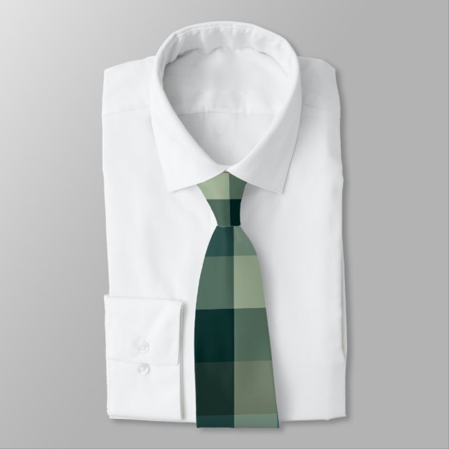 Green Gingham Check Plaid Design  Neck Tie (Tied)