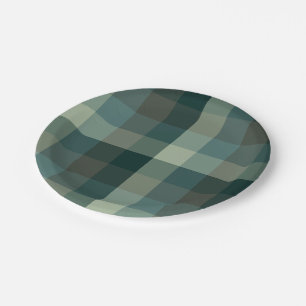 Green Gingham Check Plaid Design Paper Plates