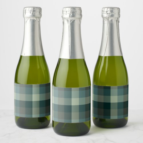 Green Gingham Check Plaid Design  Sparkling Wine Label