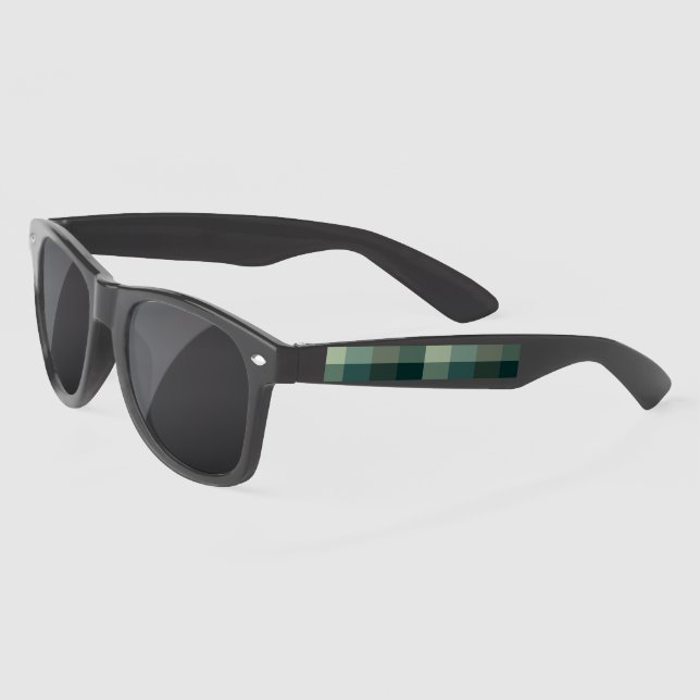 Green Gingham Check Plaid Design  Sunglasses (Left)