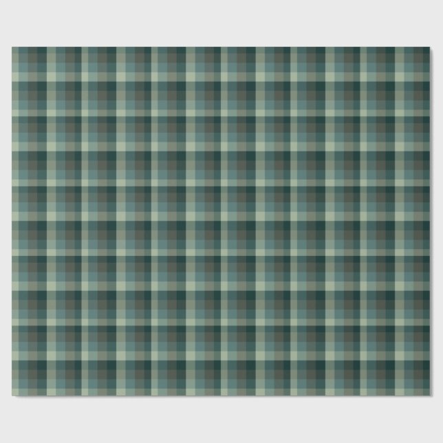 Green Gingham Check Plaid Design  Wrapping Paper (Flat)