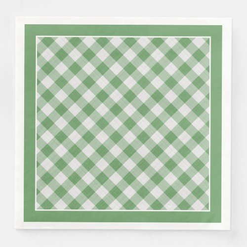 Green Gingham Checks Pattern For All Occasions Paper Dinner Napkins