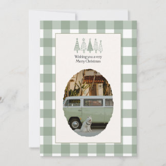 Green Gingham Christmas Photo Card 