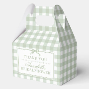Green Gingham Coquette Bow Bridal Shower Favor Boxes