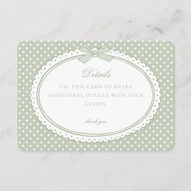 Green Gingham Coquette Bow Details Card (Front)