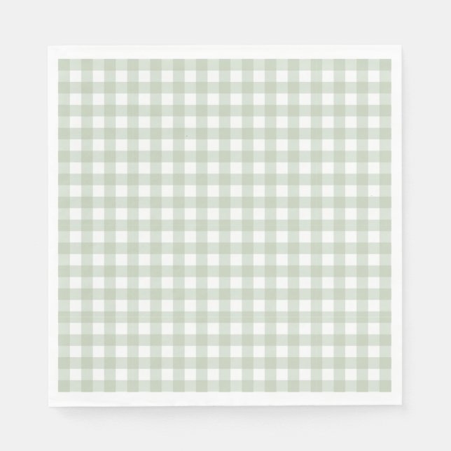 Green Gingham Coquette Bow Party Dessert Napkins (Front)