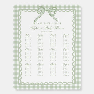 Green Gingham Coquette Bow Seating Chart Foam Board