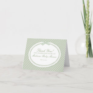 Green Gingham Coquette Bow Thank You Card 