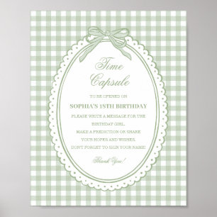 Green Gingham Coquette Bow Time Capsule Game Poster