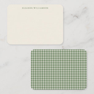 Green Gingham Custom Christmas Gift Enclosure Note Card