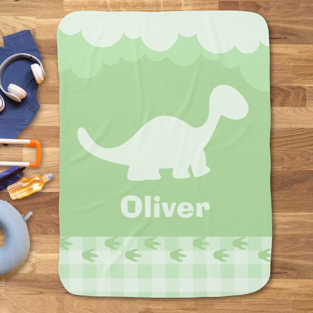 Green Gingham Cute Dinosaur Baby Blanket (Creator Uploaded)