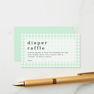 Green Gingham Diaper Raffle Picnic Baby Shower Enclosure Card