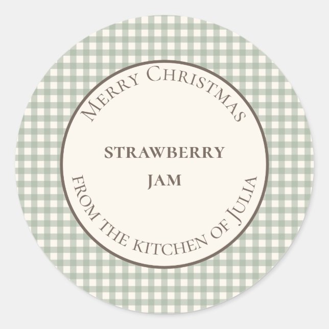 Green gingham food labels for homemade gifts (Front)
