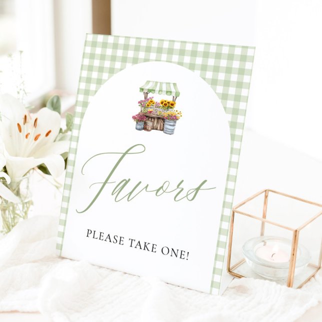 Green Gingham Fresh Off The Market Favors Sign (Green Gingham Fresh Off The Market Favors Sign)