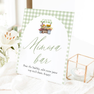 Green Gingham Fresh Off The Market Mimosa Sign