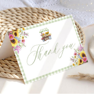 Green Gingham Fresh Off The Market Thank you Card