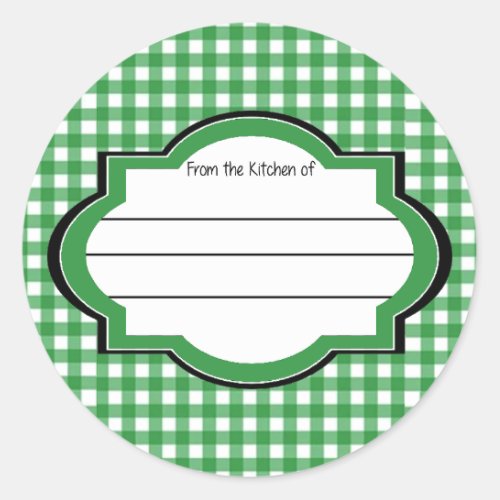 Green Gingham From The Kitchen Of Canning Classic Round Sticker