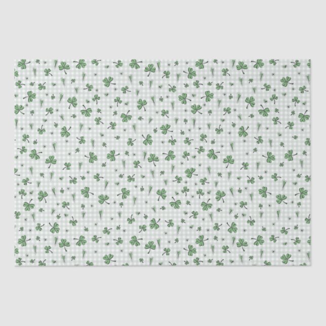 Green Gingham Gender Neutral St Patricks Day Tissue Paper (Front)