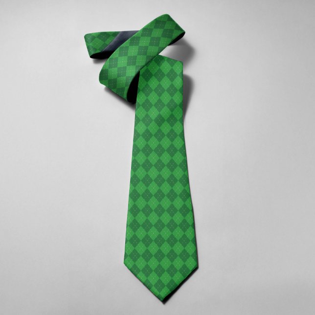 Green Gingham Geometric Happy Patrick's Day  Neck Tie (Creator Uploaded)