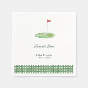 Green Gingham Golf Baby Shower Napkins