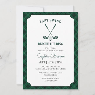 Green Gingham Golf Bridal Shower Invitation