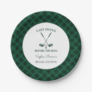 Green Gingham Golf Bridal Shower Paper Plates