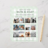 Pink Gingham How Old Were Mom and Dad Photo Game Poster