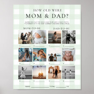 Green Gingham How Old Were Mom and Dad Photo Game Poster