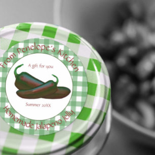 Green Gingham Jalapeno Jelly Gift Label with Name