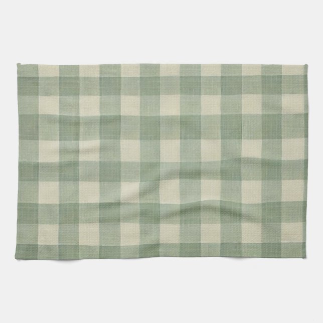 Green Gingham kitchen towel (Horizontal)
