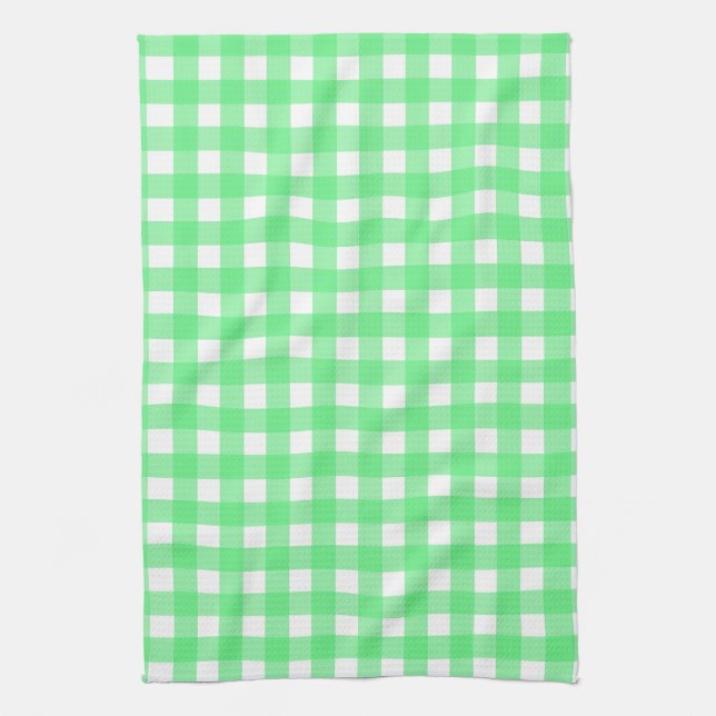 Green gingham kitchen towel (Vertical)